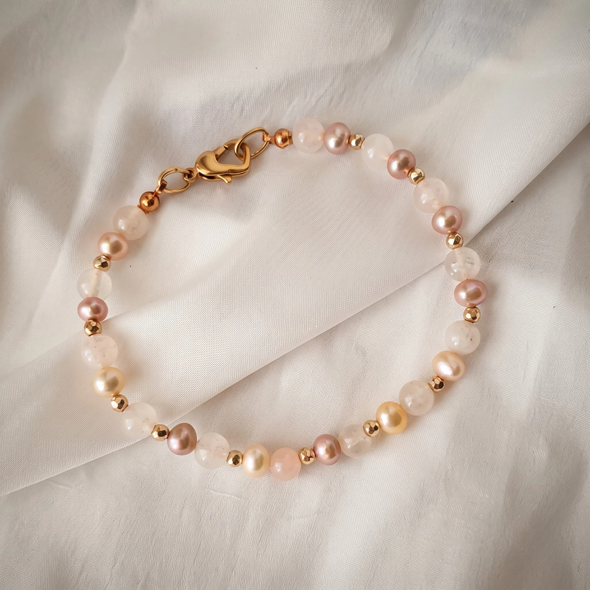 Bracciale perle, quarzo e ematite rosa — foto 2