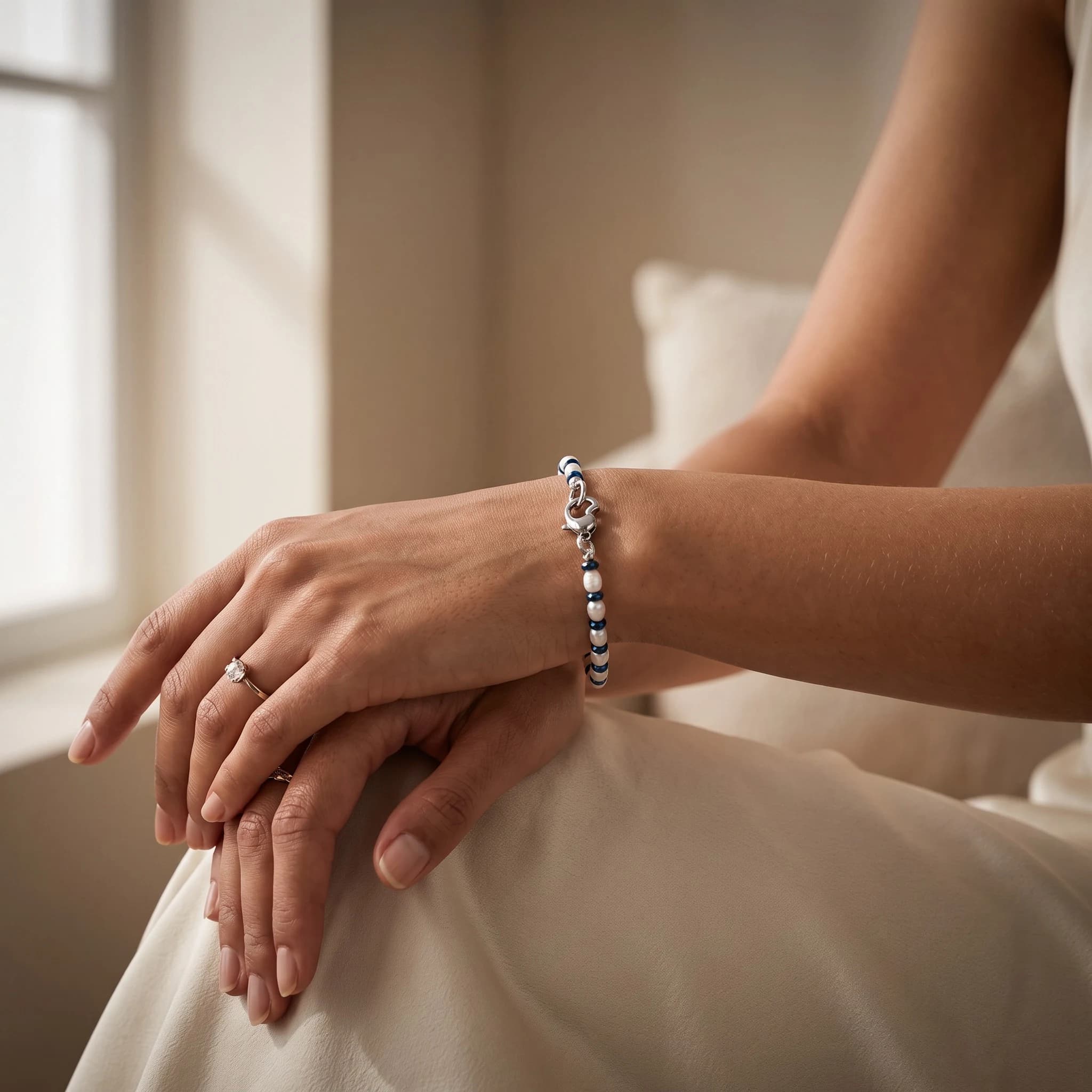 Bracciale di perle e ematite blu — foto 5